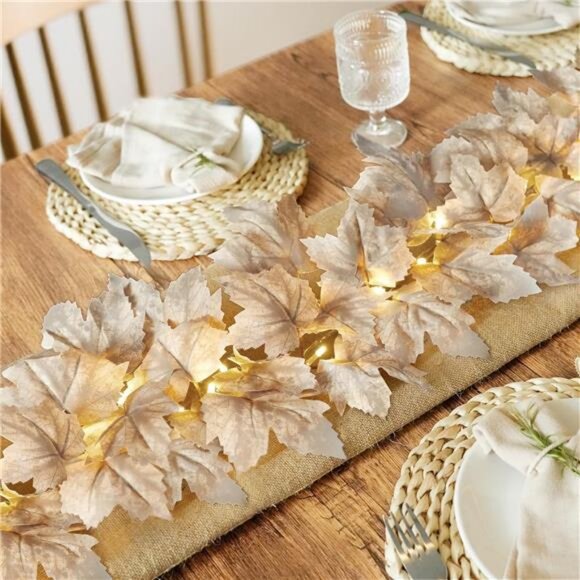 Fall Decor - 2 Pack Fall Garlands - 8.2Ft Fall Maple Leaf Lighted Garlands - Picture 4 of 7